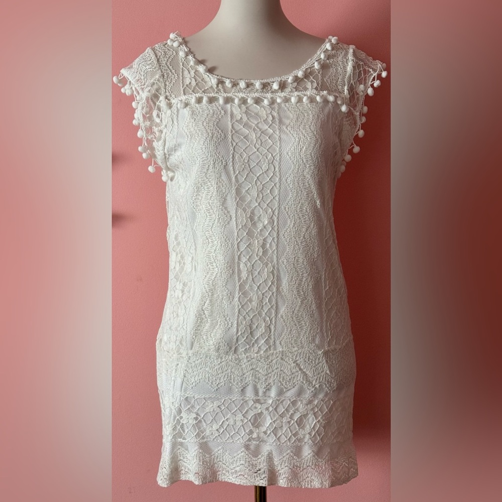 White Lacy Tunic XL
